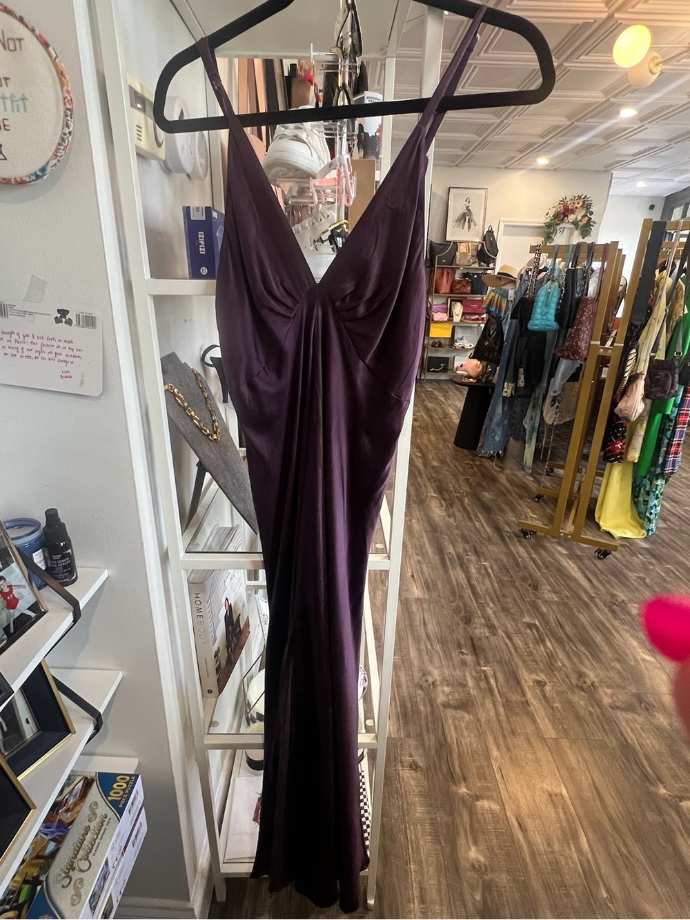 Bergdorf Goodman vintage Plum Slip Dress with V-Neck